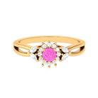 Rosec Jewels-Pink Sapphire and Diamond Flower Engagement Ring with Split Shank