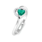 Rosec Jewels-1/4 CT Emerald Heart Promise Ring with Diamond