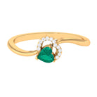 Rosec Jewels-1/4 CT Emerald Heart Promise Ring with Diamond