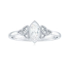 Rosec Jewels-Marquise Cut Moissanite Solitaire Celtic Knot Ring in Bezel Setting