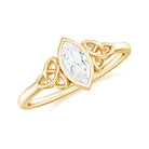 Rosec Jewels-Marquise Cut Moissanite Solitaire Celtic Knot Ring in Bezel Setting