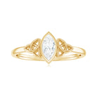 Rosec Jewels-Marquise Cut Moissanite Solitaire Celtic Knot Ring in Bezel Setting