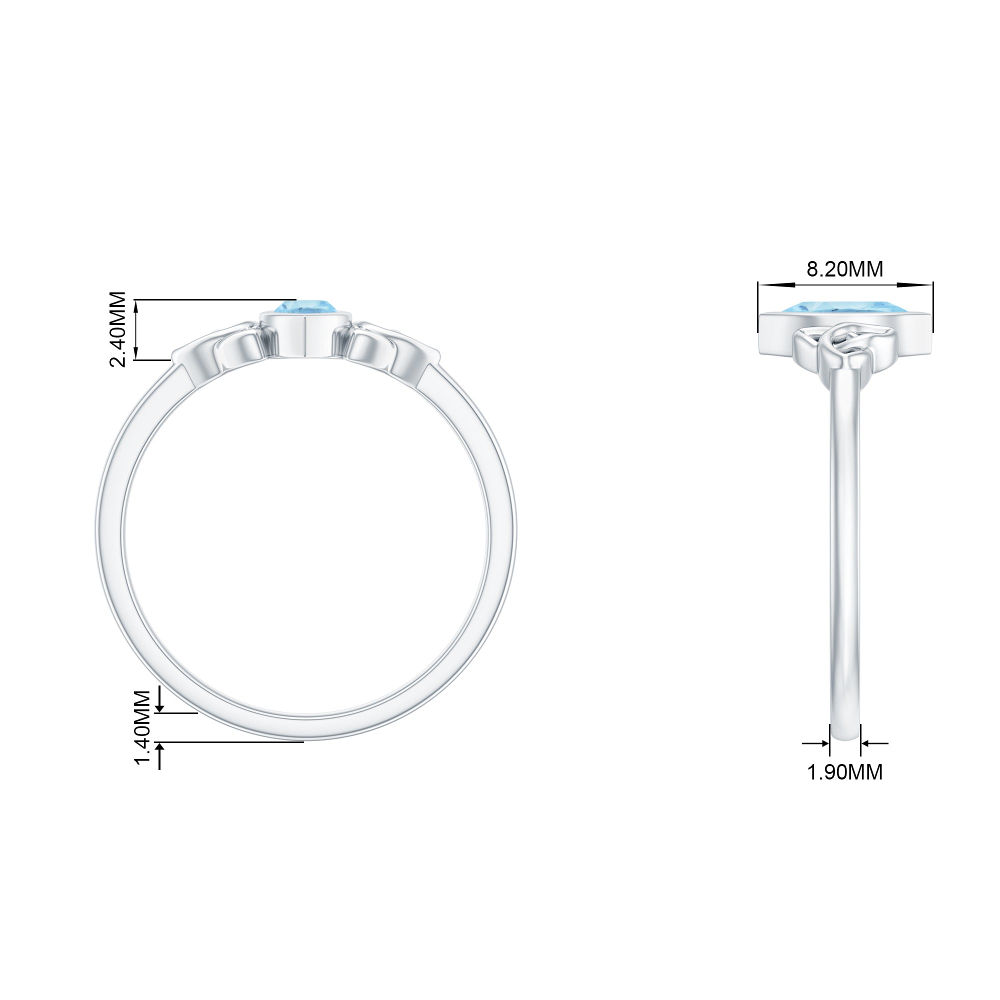 Rosec Jewels-4X8 MM Marquise Cut Aquamarine Gold Solitaire Celtic Ring in Bezel Setting