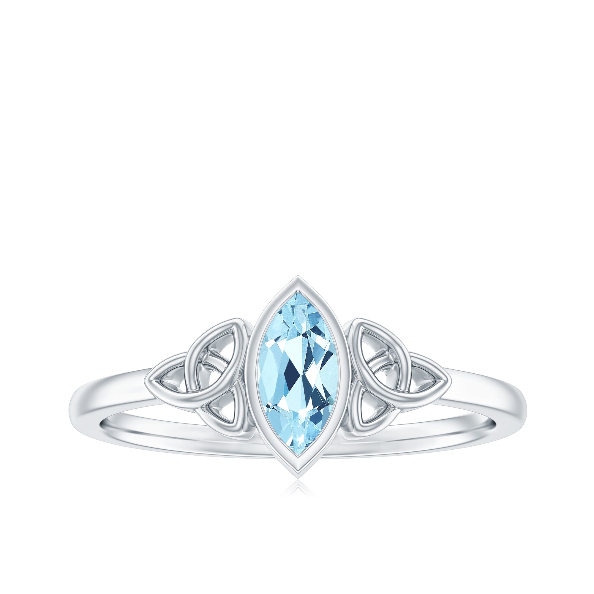 Rosec Jewels-4X8 MM Marquise Cut Aquamarine Gold Solitaire Celtic Ring in Bezel Setting