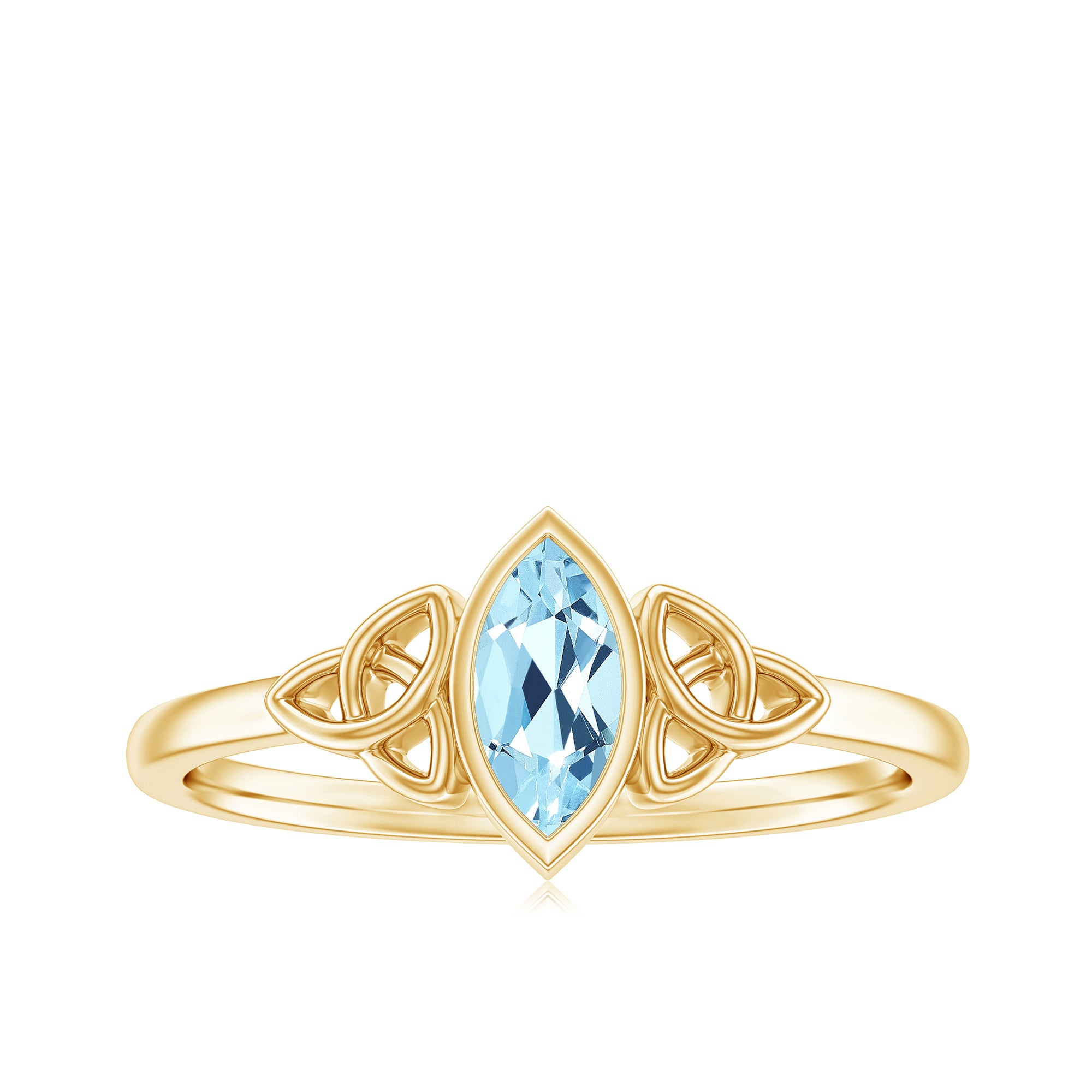 Rosec Jewels-4X8 MM Marquise Cut Aquamarine Gold Solitaire Celtic Ring in Bezel Setting