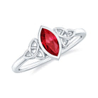 Rosec Jewels-Marquise Cut Created Ruby Solitaire Celtic Knot Ring