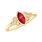 Rosec Jewels-Marquise Cut Created Ruby Solitaire Celtic Knot Ring