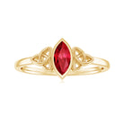 Rosec Jewels-Marquise Cut Created Ruby Solitaire Celtic Knot Ring