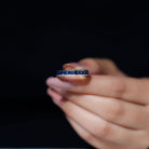 Rosec Jewels-Round Created Blue Sapphire Full Eternity Ring in Channel Setting