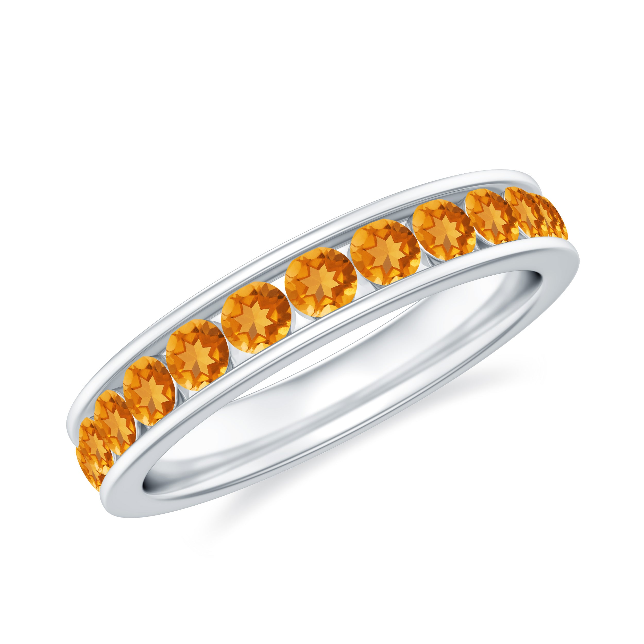 Rosec Jewels-Round Citrine Full Eternity Band Ring in Channel Setting