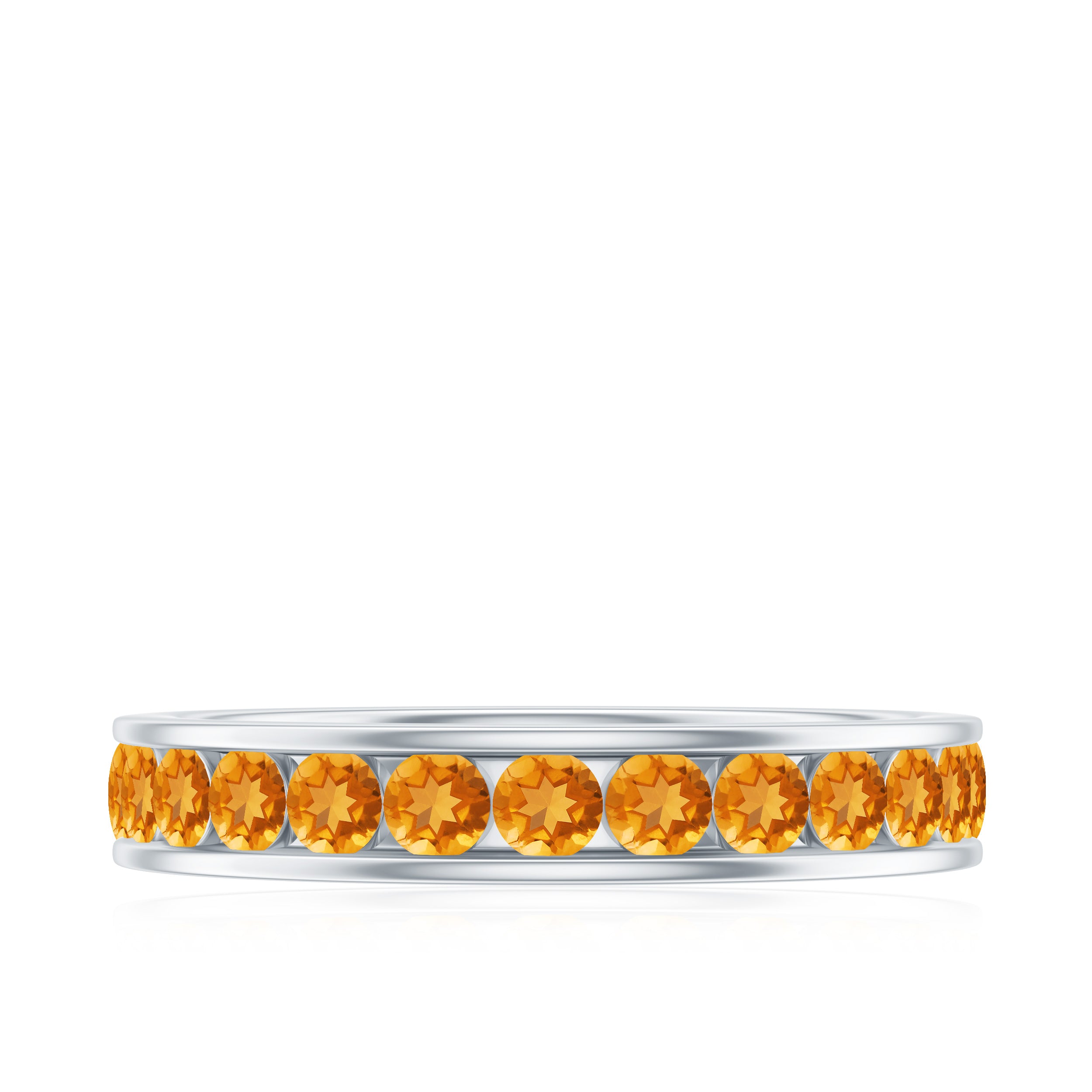 Rosec Jewels-Round Citrine Full Eternity Band Ring in Channel Setting