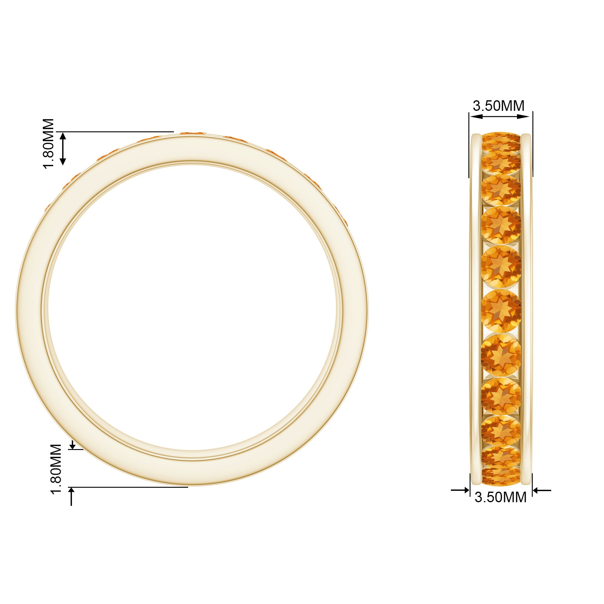 Rosec Jewels-Round Citrine Full Eternity Band Ring in Channel Setting