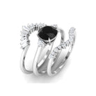 Rosec Jewels-Round Black Onyx Designer Trio Wedding Ring Set with Moissanite