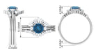 Rosec Jewels-Round London Blue Topaz Designer Trio Wedding Ring Set with Diamond