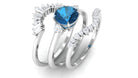 Rosec Jewels-Round London Blue Topaz Designer Trio Wedding Ring Set with Diamond