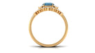 Rosec Jewels-Round London Blue Topaz Designer Trio Wedding Ring Set with Diamond