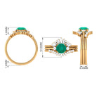 Rosec Jewels-Genuine Round Emerald Wedding Ring Set with Diamond Accent