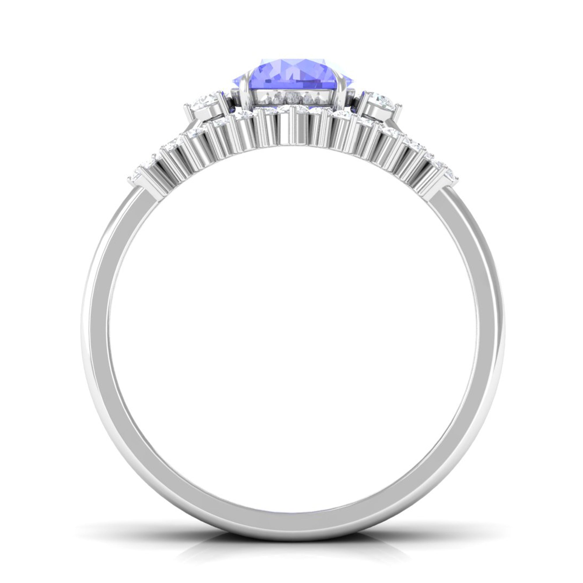 Rosec Jewels-1.5 CT Round Tanzanite Designer Trio Wedding Ring Set with Diamond