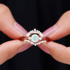 Rosec Jewels-Ethiopian Opal Designer Trio Wedding Ring Set with Diamond