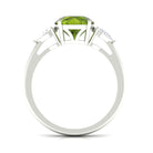 Rosec Jewels-Round Cut Peridot Engagement Ring with Pear Cut Moissanite Side Stones