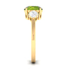 Rosec Jewels-Round Cut Peridot Engagement Ring with Pear Cut Moissanite Side Stones