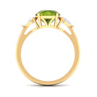 Rosec Jewels-Round Cut Peridot Engagement Ring with Pear Cut Moissanite Side Stones