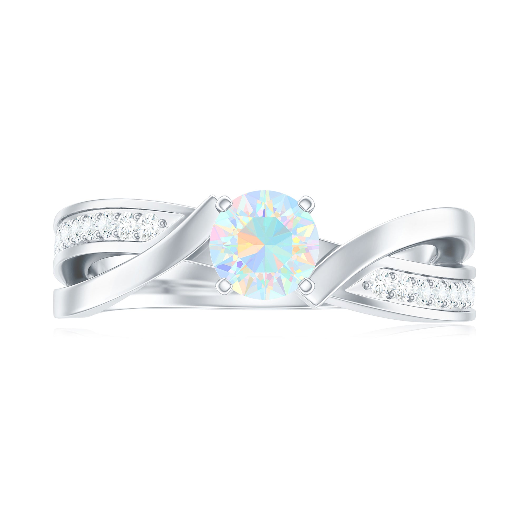 Rosec Jewels-Solitaire Ethiopian Opal and Diamond Engagement Ring