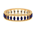 Rosec Jewels-Marquise Cut Created Blue Sapphire Eternity Band with Beaded Detailing