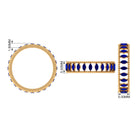 Rosec Jewels-Marquise Cut Created Blue Sapphire Eternity Band with Beaded Detailing