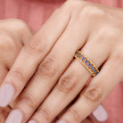 Rosec Jewels-Marquise Cut Created Blue Sapphire Eternity Band with Beaded Detailing