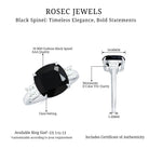 Rosec Jewels-Cushion Cut Black Spinel Solitaire Engagement Ring with Moissanite