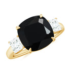 Rosec Jewels-Cushion Cut Black Spinel Solitaire Engagement Ring with Moissanite