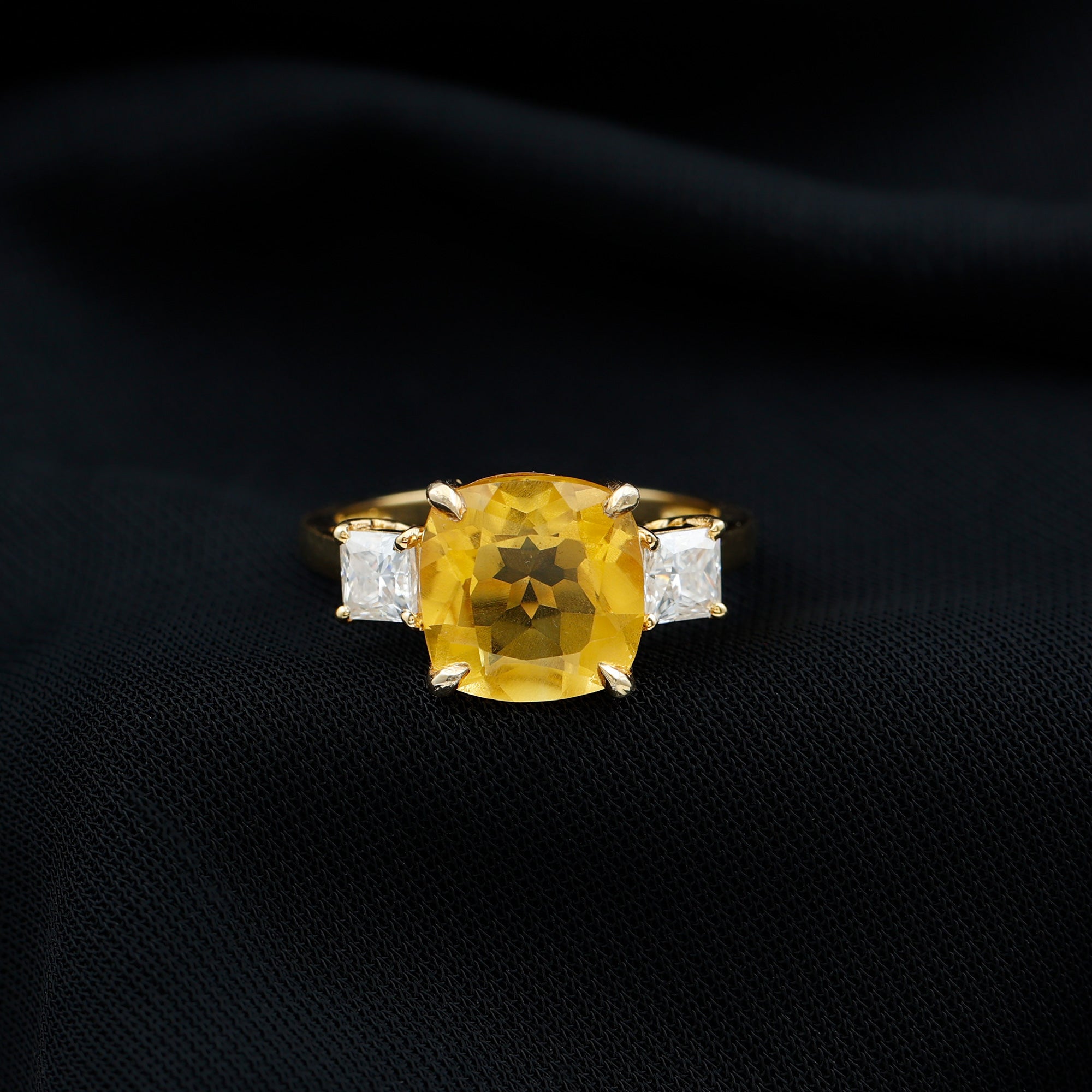 Rosec Jewels-Created Yellow Sapphire and Moissanite Engagement Ring