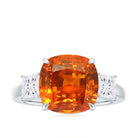 Rosec Jewels-Created Orange Sapphire Engagement Ring with Moissanite