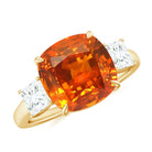 Rosec Jewels-Created Orange Sapphire Engagement Ring with Moissanite