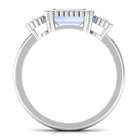 Rosec Jewels-Moonstone East West Engagement Ring with Diamond in Beaded Bezel Setting