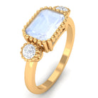 Rosec Jewels-Moonstone East West Engagement Ring with Diamond in Beaded Bezel Setting