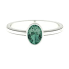 Rosec Jewels-Bezel Set Oval Green Sapphire Solitaire Ring with Beaded Detailing