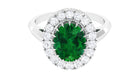 Rosec Jewels-Vintage Style Lab Grown Emerald and Moissanite Halo Engagement Ring