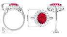 Rosec Jewels-Oval Lab Grown Ruby and Moissanite Halo Engagement Ring