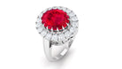 Rosec Jewels-Oval Lab Grown Ruby and Moissanite Halo Engagement Ring