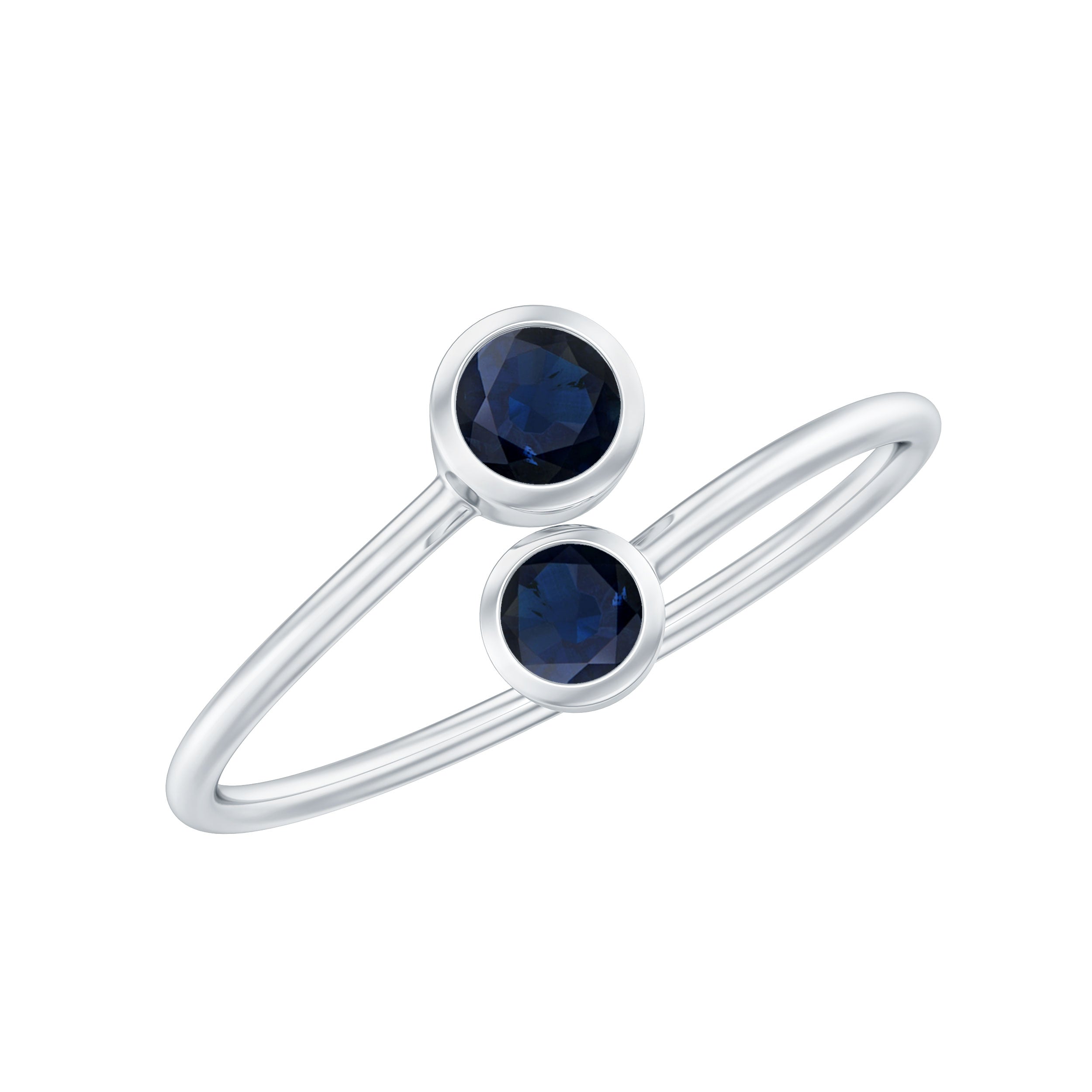 Rosec Jewels-1/2 CT Bezel Set Blue Sapphire Two Stone Promise Ring