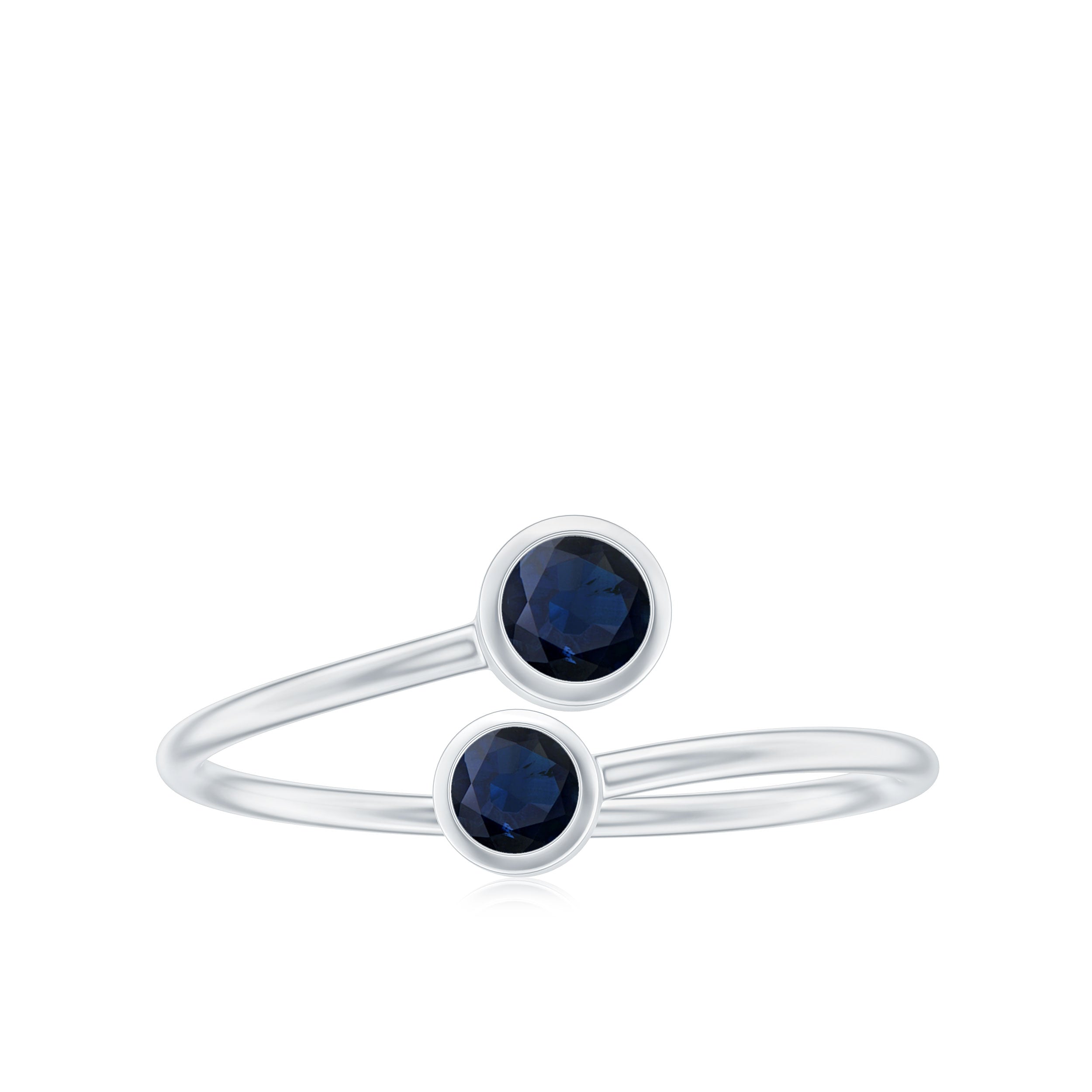 Rosec Jewels-1/2 CT Bezel Set Blue Sapphire Two Stone Promise Ring