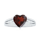 Rosec Jewels-Heart Shape Solitaire Garnet Designer Engagement Ring with Diamond