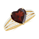 Rosec Jewels-Heart Shape Solitaire Garnet Designer Engagement Ring with Diamond