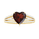 Rosec Jewels-Heart Shape Solitaire Garnet Designer Engagement Ring with Diamond