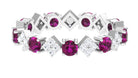 Rosec Jewels-Natural Rhodolite and Diamond Eternity Band Ring