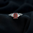 Rosec Jewels-2.5 CT Emerald Cut Garnet Solitaire Engagement Ring with Diamond Trio