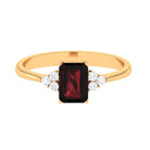 Rosec Jewels-2.5 CT Emerald Cut Garnet Solitaire Engagement Ring with Diamond Trio