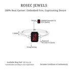 Rosec Jewels-2.5 CT Emerald Cut Garnet Solitaire Engagement Ring with Diamond Trio